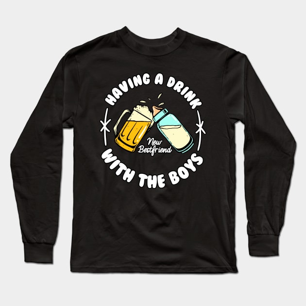 funny fathers day drinking beer baby bottle Long Sleeve T-Shirt by A Comic Wizard